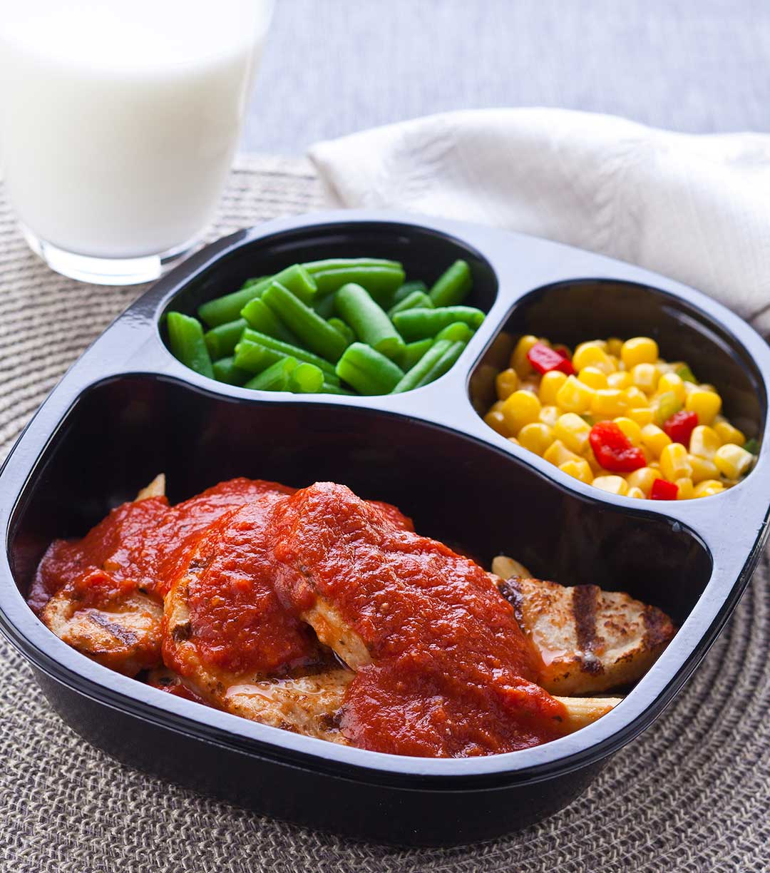 Chicken with Tomato Basil Penne with Corn with Peppers & Green Beans