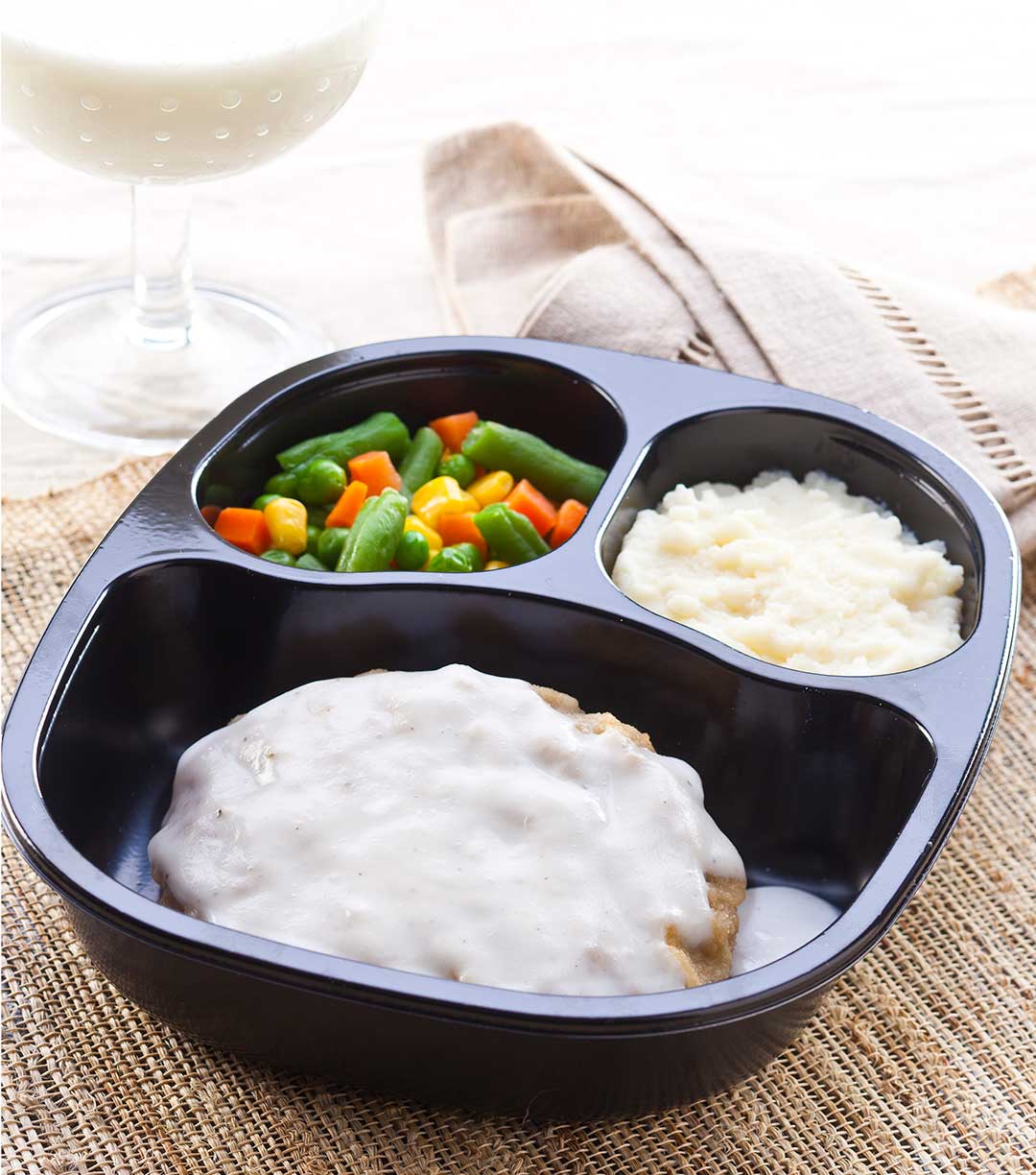 Country Fried Steak with Red Skin Potatoes & Mixed Vegetables