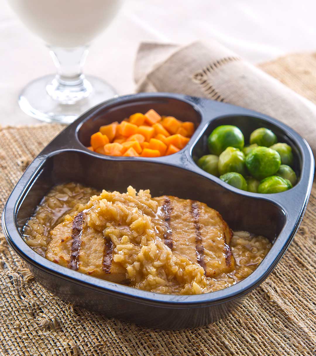 Chicken & Teriyaki RIce with Sweet Potatoes & Brussels Sprouts