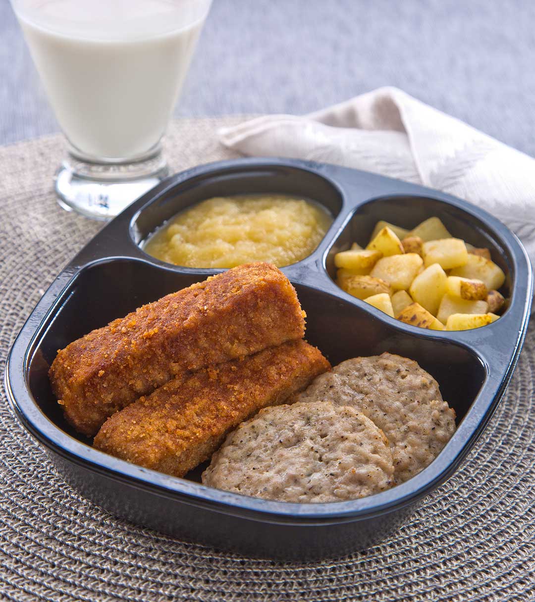 Sausage & French Toast with Applesauce & Hash Browns