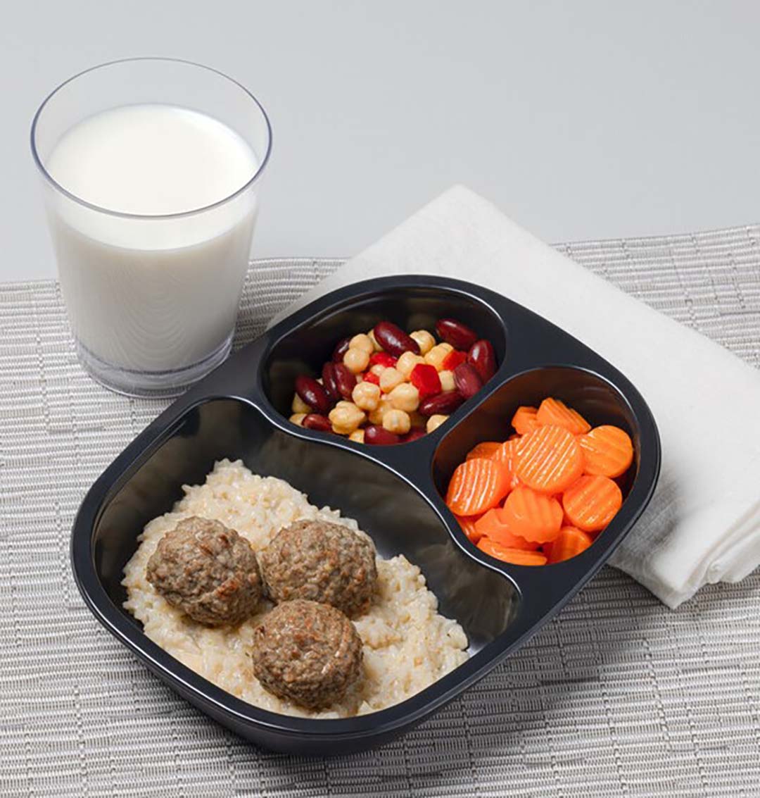 Cilantro Lime Meatballs with Rice served With Bean Blend and Carrots