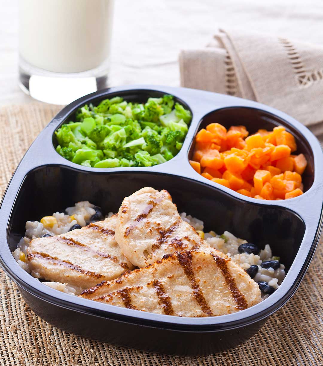 Southwestern Style Chicken Tenders with Sweet Potatoes & Broccoli Florets