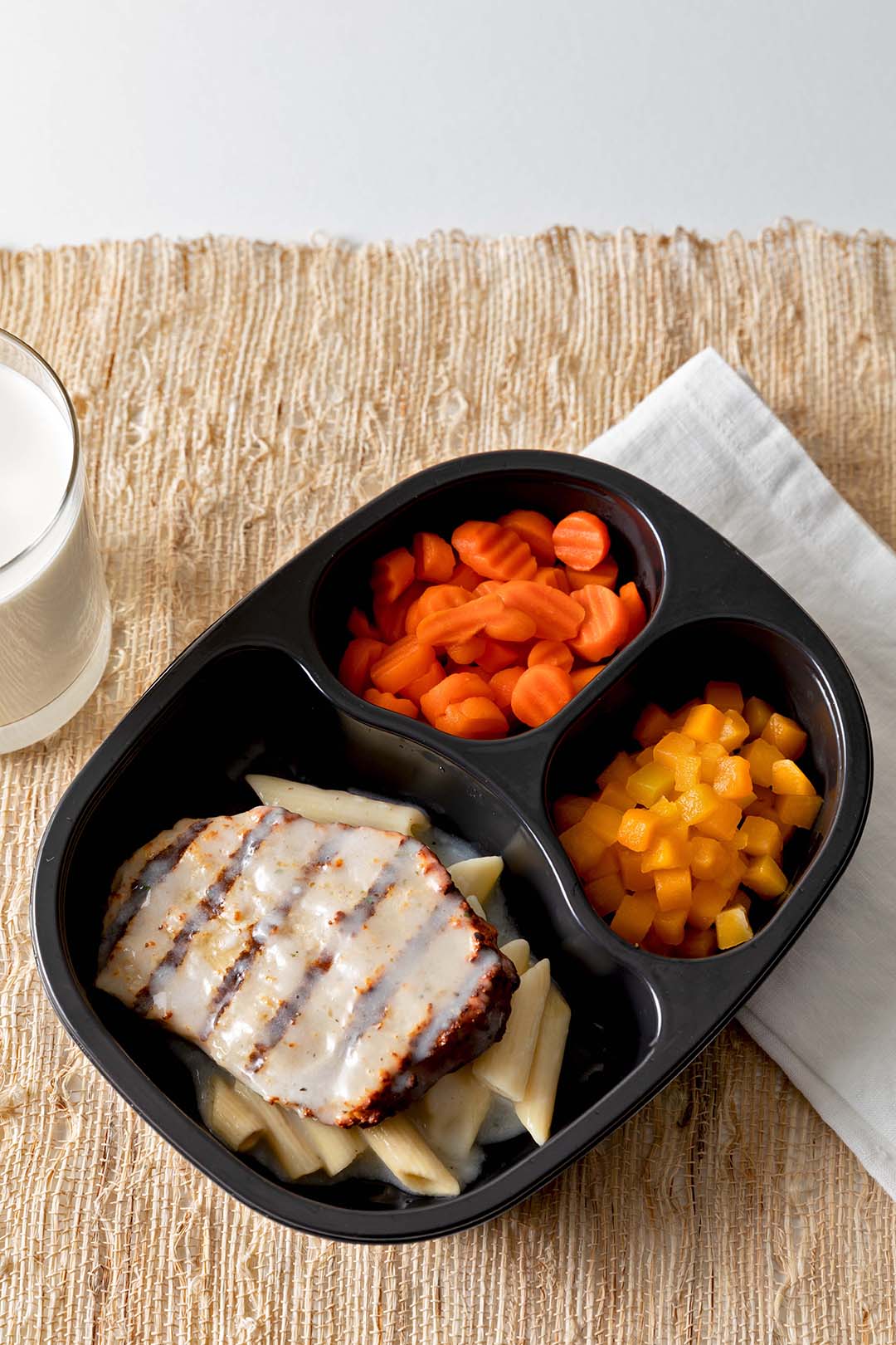 Chicken and Penne Pasta Alfredo with Carrots & Butternut Squash